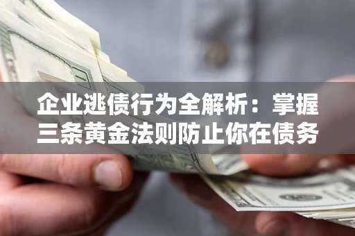 武汉企业逃债行为全解析：掌握三条黄金法则防止你在债务乱局中“踩雷”